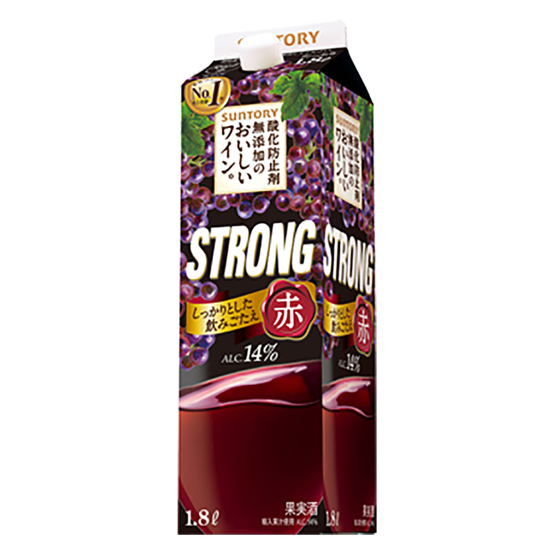 酸化防止剤無添加のおいしいワイン。ストロング 赤 14度 1.8L 紙パック