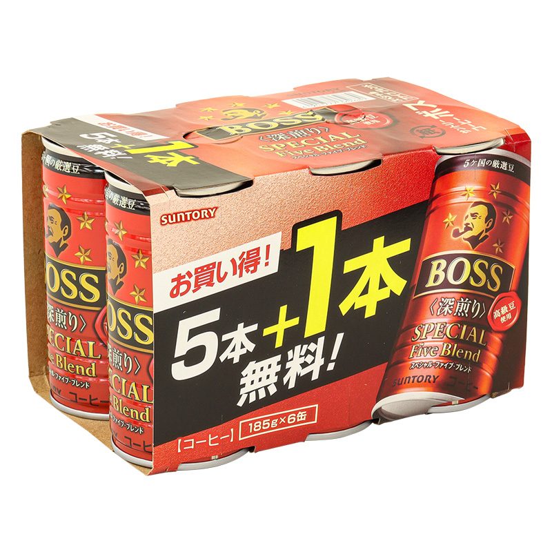 ボス スペシャルファイブブレンド 深煎り 185g×6缶パック