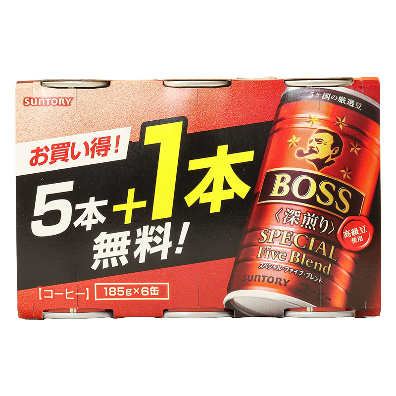 ボス スペシャルファイブブレンド 深煎り 185g×6缶パック