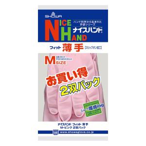 ビニール手袋 ナイスハンド薄手M 2双パック