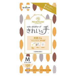 使い捨て手袋 ナイスハンドきれいな手つかいきりグローブ天然ゴム100枚入 M