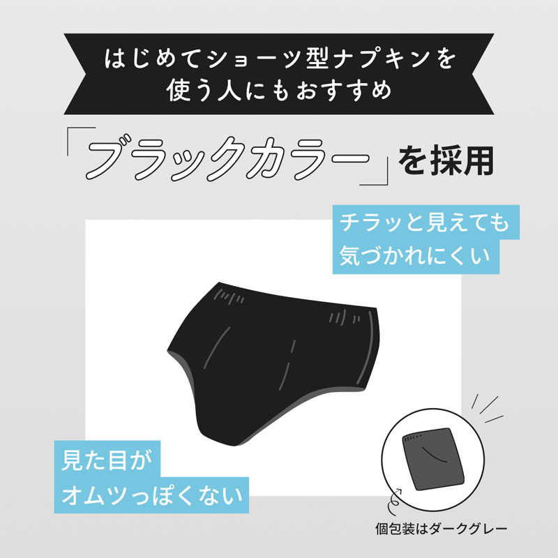 エリスショーツ L～LL 昼・夜 長時間用 ブラックカラー 4枚入