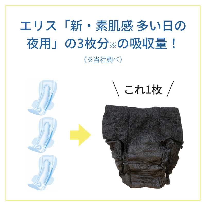 エリスショーツ L～LL 昼・夜 長時間用 ブラックカラー 4枚入
