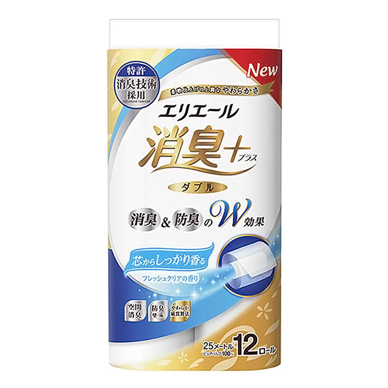 エリエール消臭+トイレットペーパー ダブル 12ロール フレッシュクリア