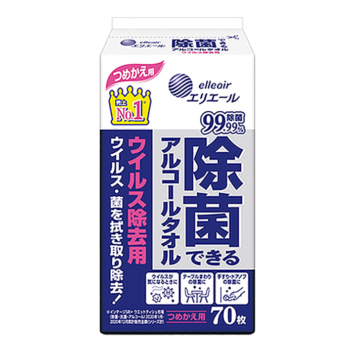 エリエール除菌できるアルコールタオルウイルス除去用詰め替え 70枚