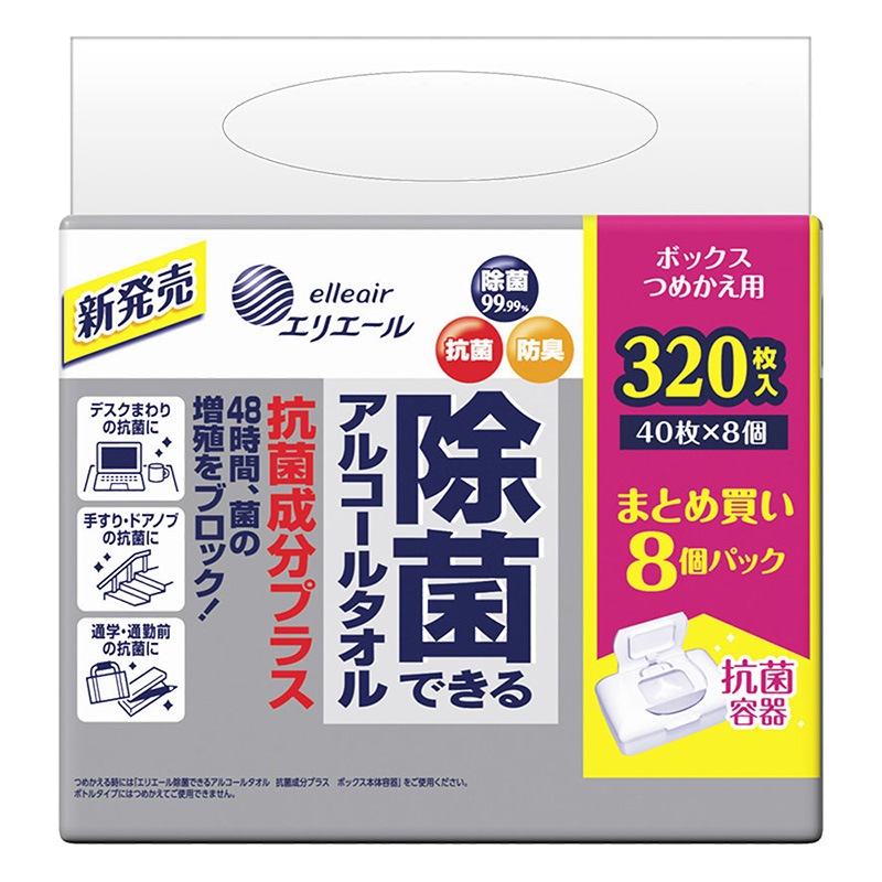 エリエール除菌アルコール抗菌Bつめかえ40枚×8P