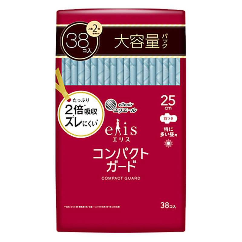エリス コンパクトガード(特に多い昼用)羽つき 25cm 38枚入