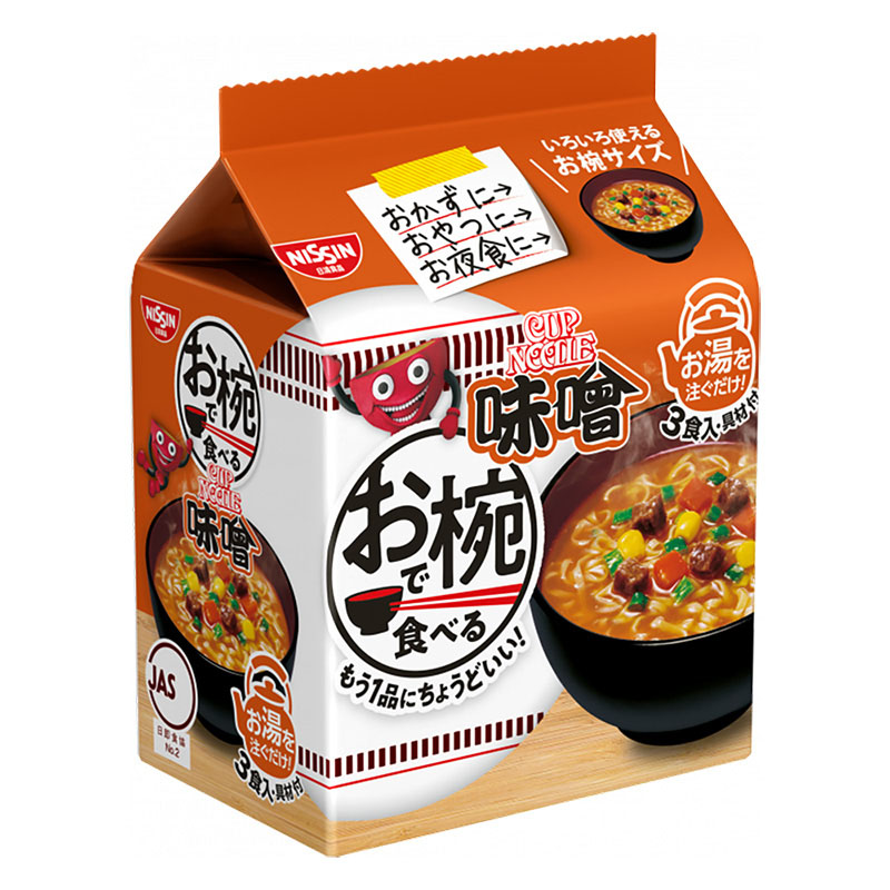 お椀で食べるカップヌードル味噌 3食パック 102g