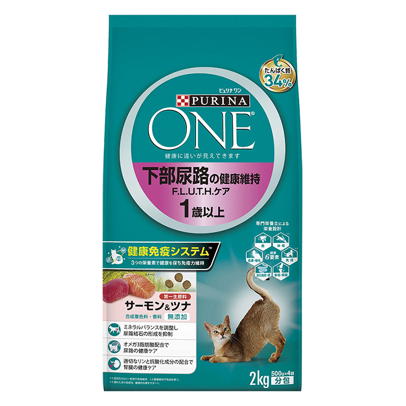 ピュリナワンキャット下部尿路の健康維持 F.L.U.T.H.ケア サーモン&ツナ成猫用 2kg