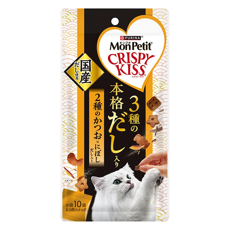 モンプチ クリスピーキッス 3種の本格だし入り ２種のかつお×にぼしだし入り 30g