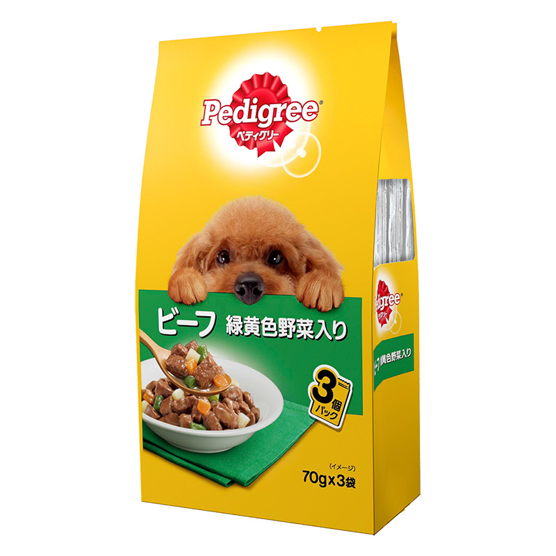 ペディグリー 成犬 ビーフ＆緑黄色野菜 1パック（70g×3袋）