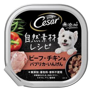 シーザー 自然素材レシピ ビーフチキン&パプリカ いんげん 85g
