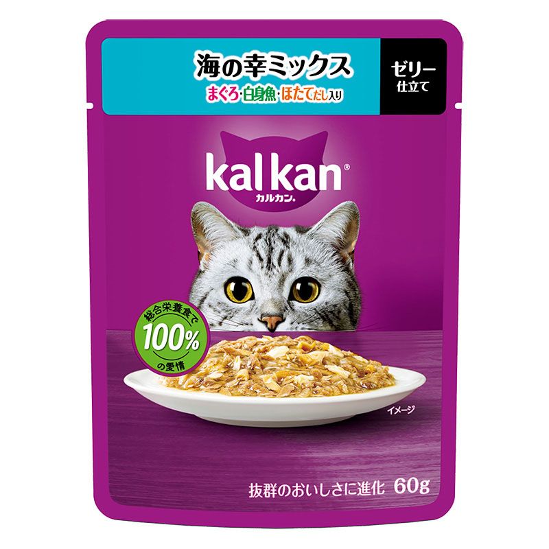 カルカン パウチ 海の幸ミックス まぐろ・白身魚・ほたてだし入り 60g