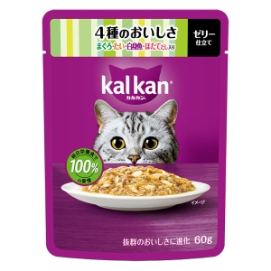 カルカン パウチ 4種のおいしさ まぐろ・たい・白身魚・ほたてだし入り 60g