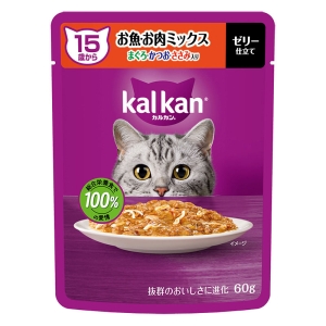 カルカン パウチ 15歳から お魚・お肉ミックス まぐろ・かつお・ささみ入り 60g