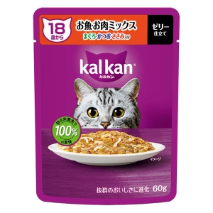 カルカン パウチ 18歳から お魚・お肉ミックス まぐろ・かつお・ささみ入り 60g