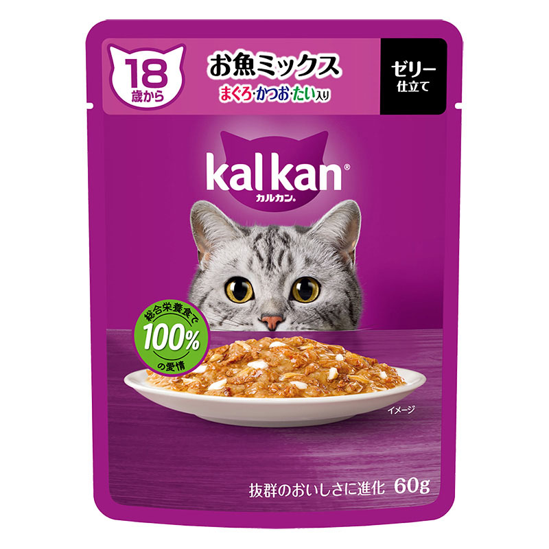 カルカン パウチ 18歳から お魚ミックス まぐろ・かつお・たい入り 60g