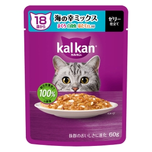 カルカン パウチ 18歳から 海の幸ミックス まぐろ・白身魚・ほたてだし入り 60g