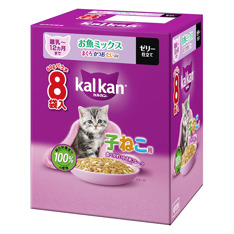 カルカン パウチ 12ヵ月までの子ねこ用 お魚ミックス まぐろ・かつお・たい入り 60g ８袋パック