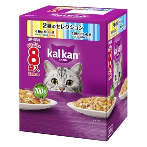 カルカン パウチ 2種のセレクション 4種のおいしさ まぐろ・たい・かにかま・ささみ入り60g ８袋パック
