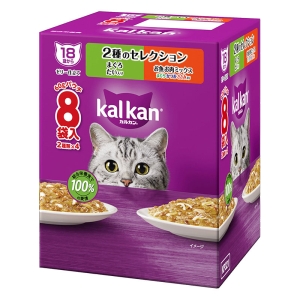 カルカン パウチ 18歳から 2種のセレクション まぐろ たい入り お魚・お肉ミックス まぐろ・かつお・ささみ入り 60g ８袋パック