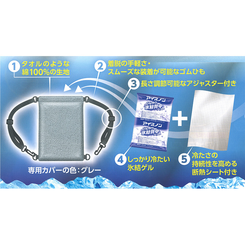 アイスノン ひんやり氷結背中クーラー カバー色グレー