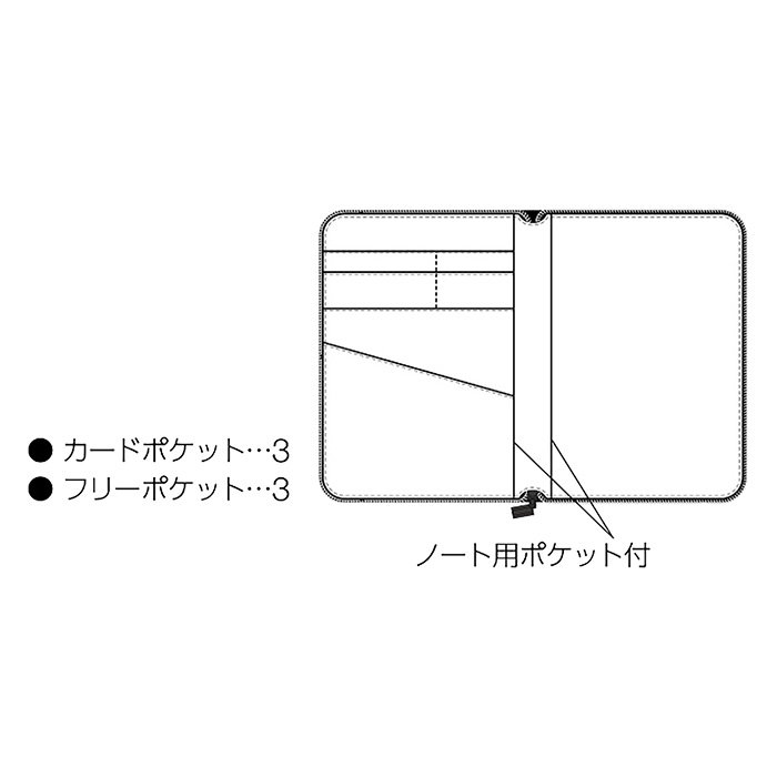 ダブルファスナーマルチカバーノート B5 ブラック B5