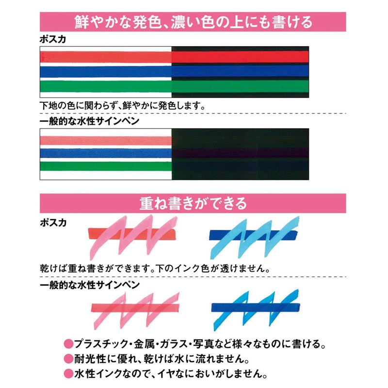 ポスカ ラメ入り 細字1.0mm 7色セット(グリーン、ライトブルー、ブルー、バイオレット、ピンク、レッド、オレンジ)