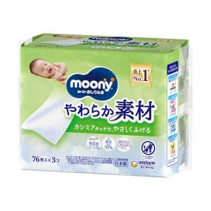 ムーニー おしりふき やわらか素材(純水99%)詰替 1パック(76枚×3個)