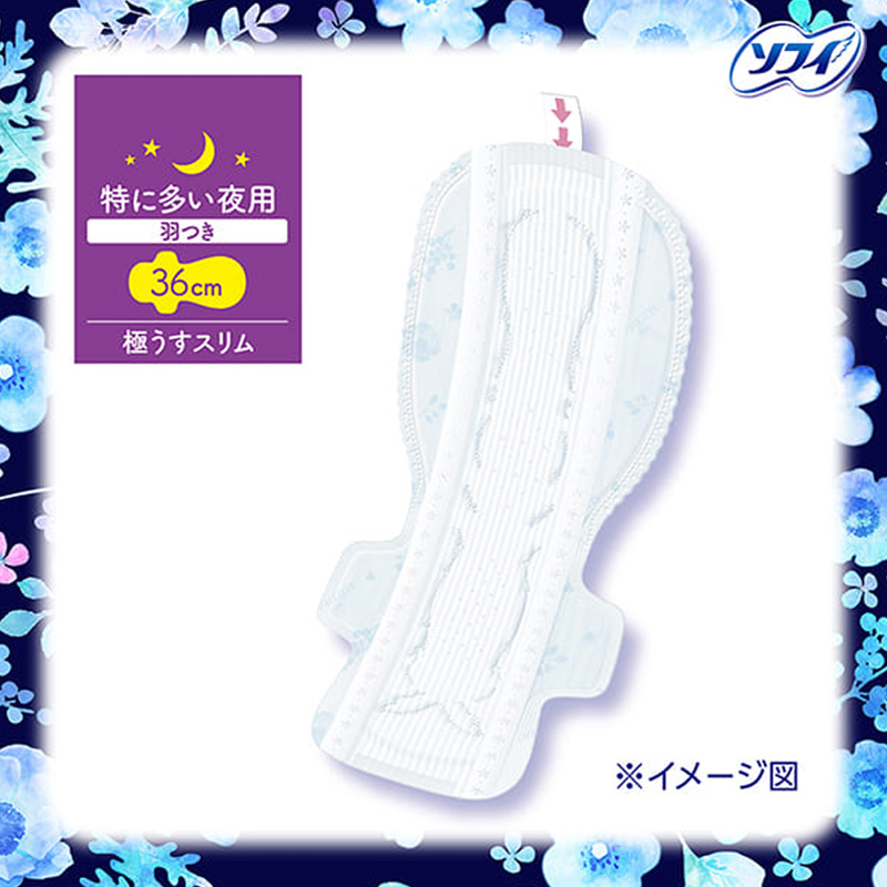 ソフィ はだおもい 極うすスリム 36cm 特に多い夜 羽つき お得用 16枚入
