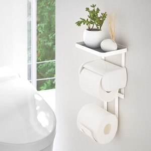 【お取り寄せ商品】トイレットペーパーホルダー上ラック 2段 Plate(プレート) ホワイト
