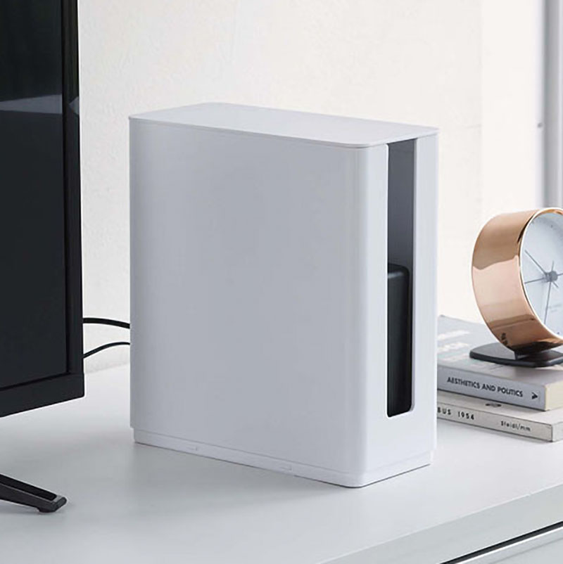 重ねられるスリム蓋付き ルーター収納ケース smart(スマート) ホワイト
