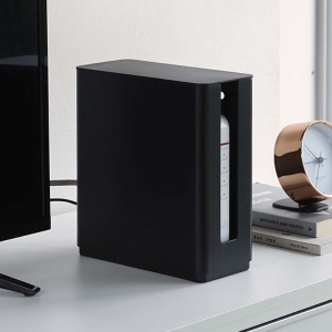 【お取り寄せ商品】重ねられるスリム蓋付き ルーター収納ケース smart(スマート) ブラック