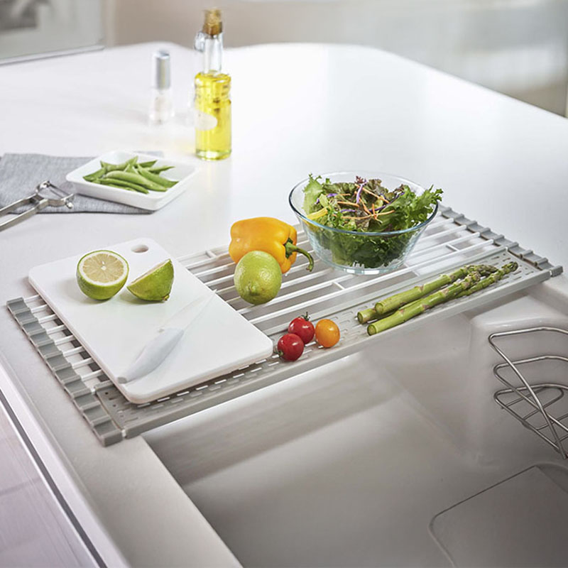【お取り寄せ商品】折り畳み水切り シリコーントレー付き Plate(プレート) ホワイト