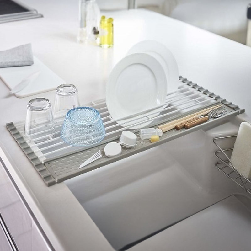 【お取り寄せ商品】折り畳み水切り シリコーントレー付き Plate(プレート) ホワイト