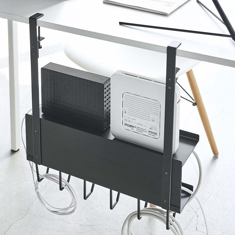 【お取り寄せ商品】デスク下ケーブル＆ルーター収納ラック smart(スマート) ブラック