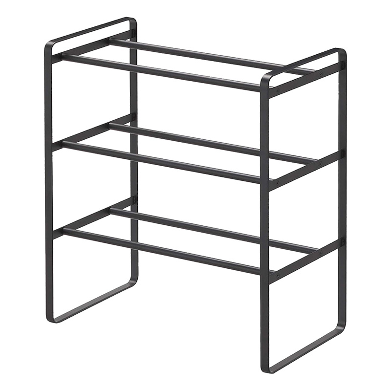 【お取り寄せ商品】伸縮シューズラック 3段 幅410～700×奥行250×高さ460mm frame(フレーム) ブラック