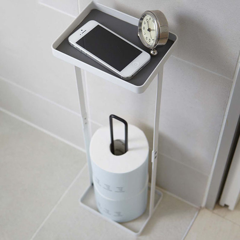 【お取り寄せ商品】トレイ付きトイレットペーパースタンド Plate(プレート) ホワイト