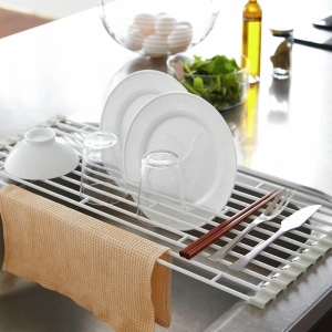 【お取り寄せ商品】折りたたみ水切りラック S ホワイト Plate(プレート)