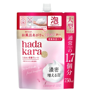 hadakara ボディソープ 泡で出てくるタイプ フローラルブーケの香り 詰め替え用 特大 750ml