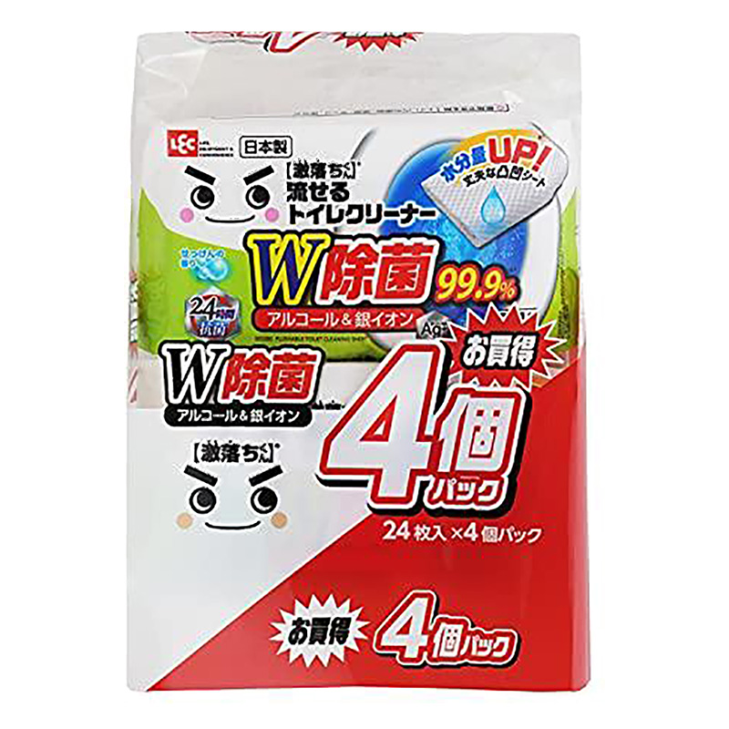 激落ち 流せる除菌トイレクリーナー24枚×4