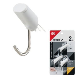 穴の目立たないピンフック 耐荷重2kg 3個入 白色