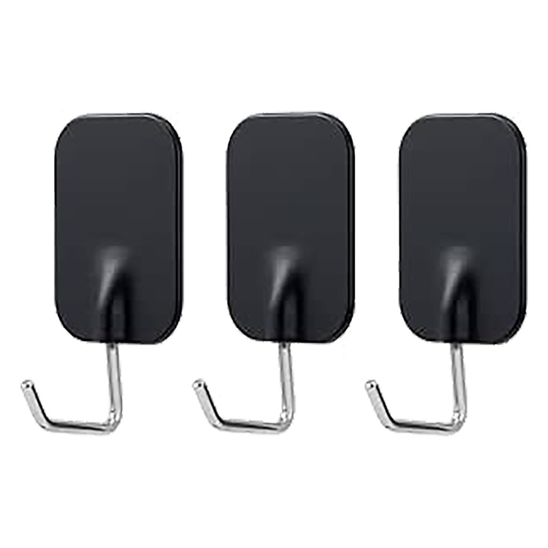 粘着ツ～ルフックワイド(大) 3個入 ブラック 耐荷重2kg
