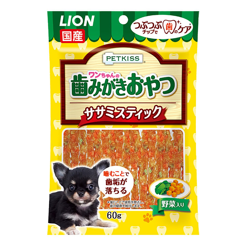 PETKISS ワンちゃんの歯みがきおやつササミスティック野菜 60g