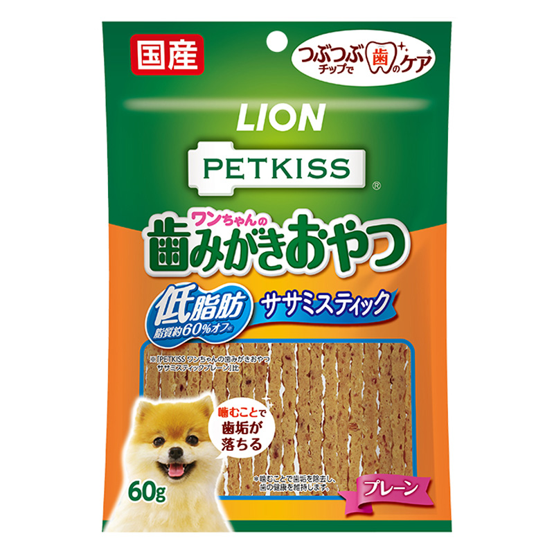 PETKISS ワンちゃんの歯みがきおやつ低脂肪ササミスティックプレーン 60g