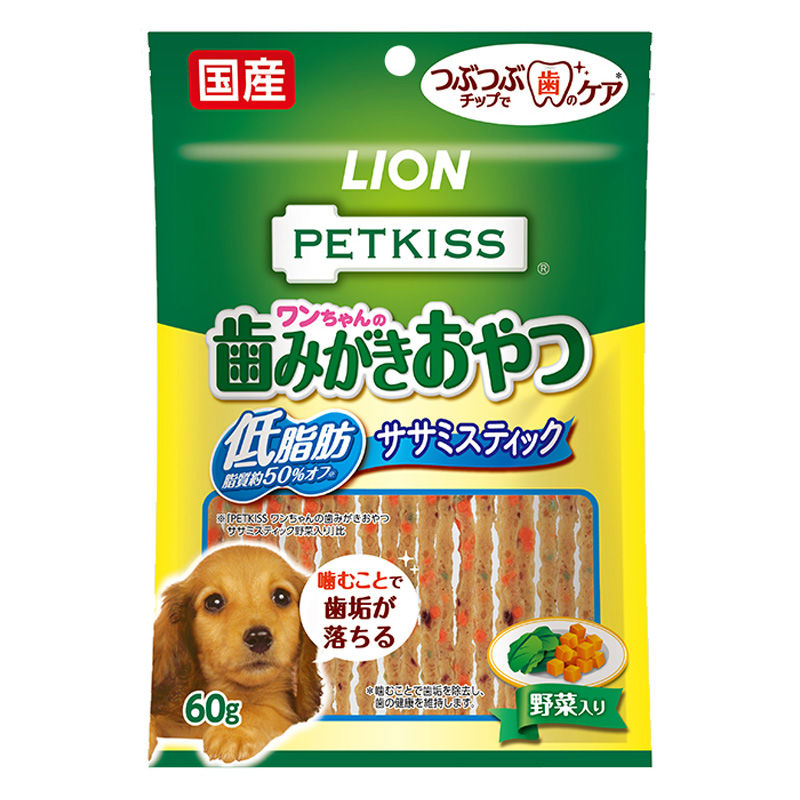 PETKISS ワンちゃんの歯みがきおやつ低脂肪ササミスティック野菜入り 60g