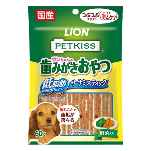 PETKISS ワンちゃんの歯みがきおやつ低脂肪ササミスティック野菜入り 60g