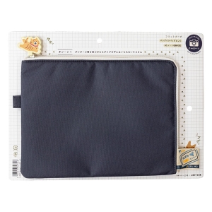 にゃんシーン フラットポーチ(18×24cm)ループ付き チャコールブラック A2222-24