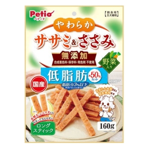 やわらかササミ&ささみ 無添加 ロングスティック 低脂肪 野菜入り 160g
