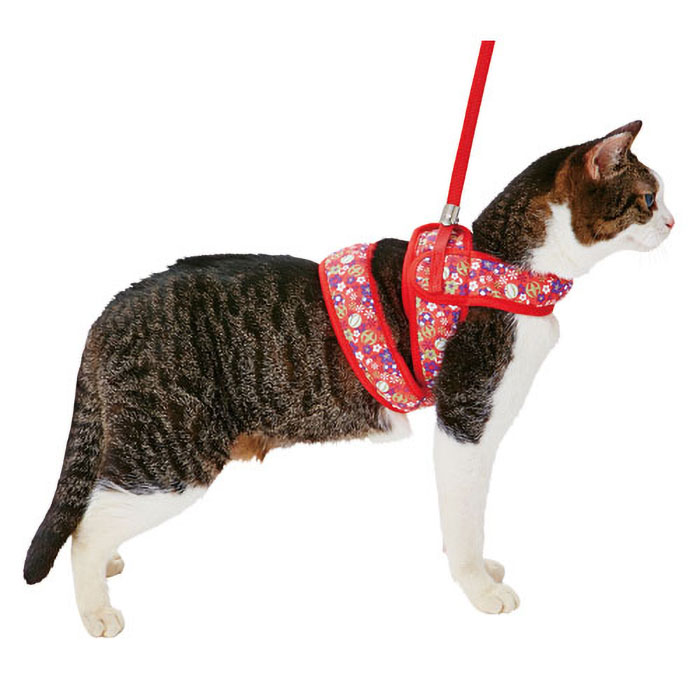 猫小町ソフトハーネスリード まり M レッド